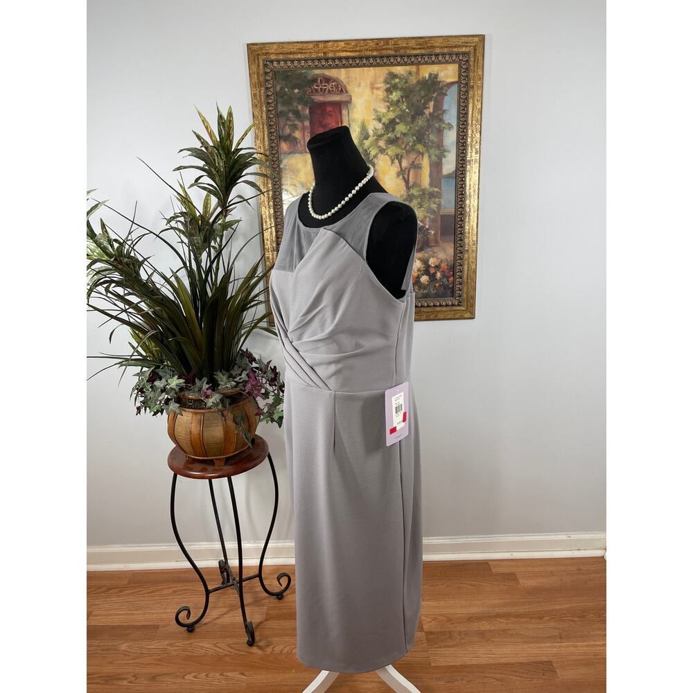 JS Collection Shift Dress Women's 12 Silver Scoop Neck Sleeveless Cocktail Party - Picture 5 of 11